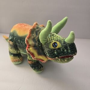 Plush Dinosaur Toy with Green and Orange Accents
